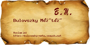 Bulovszky Máté névjegykártya